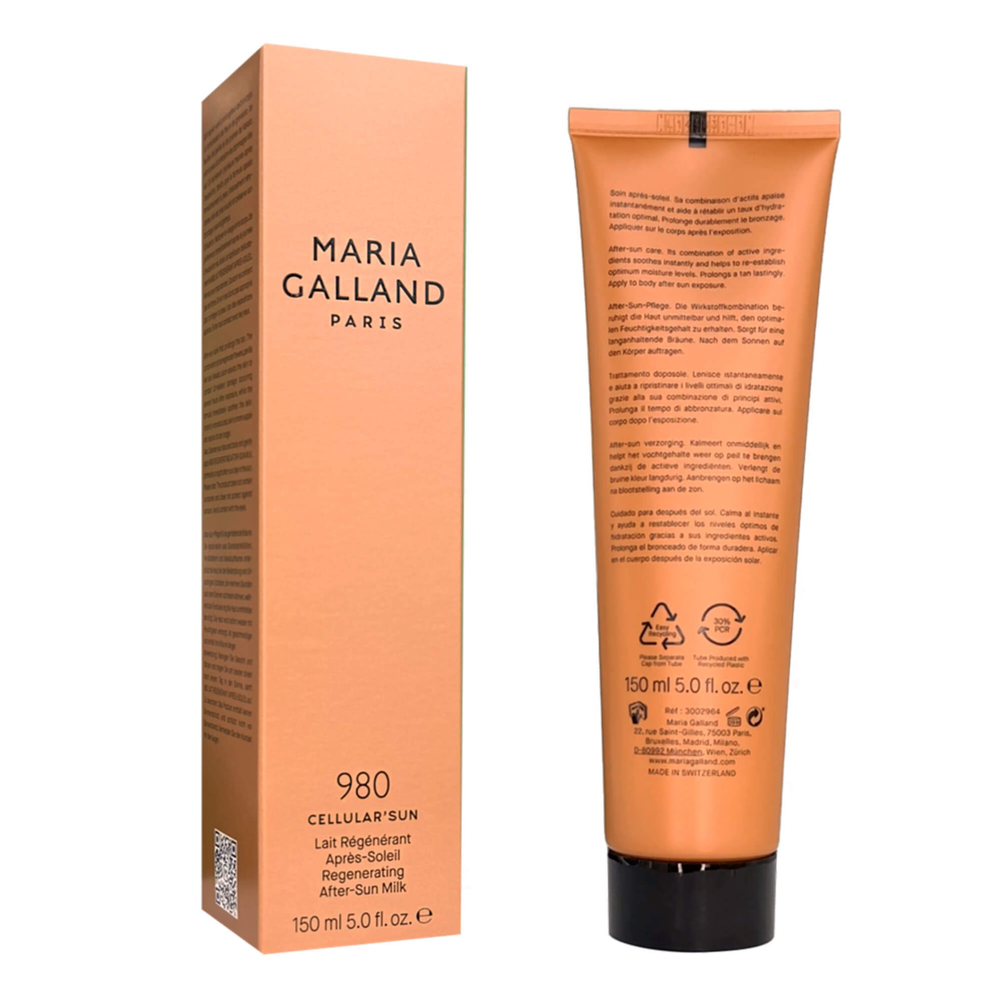 Регенерирующее молочко после загара для тела и лица Maria Galland 980 Cellular'Sun Regenerating After-Sun Milk