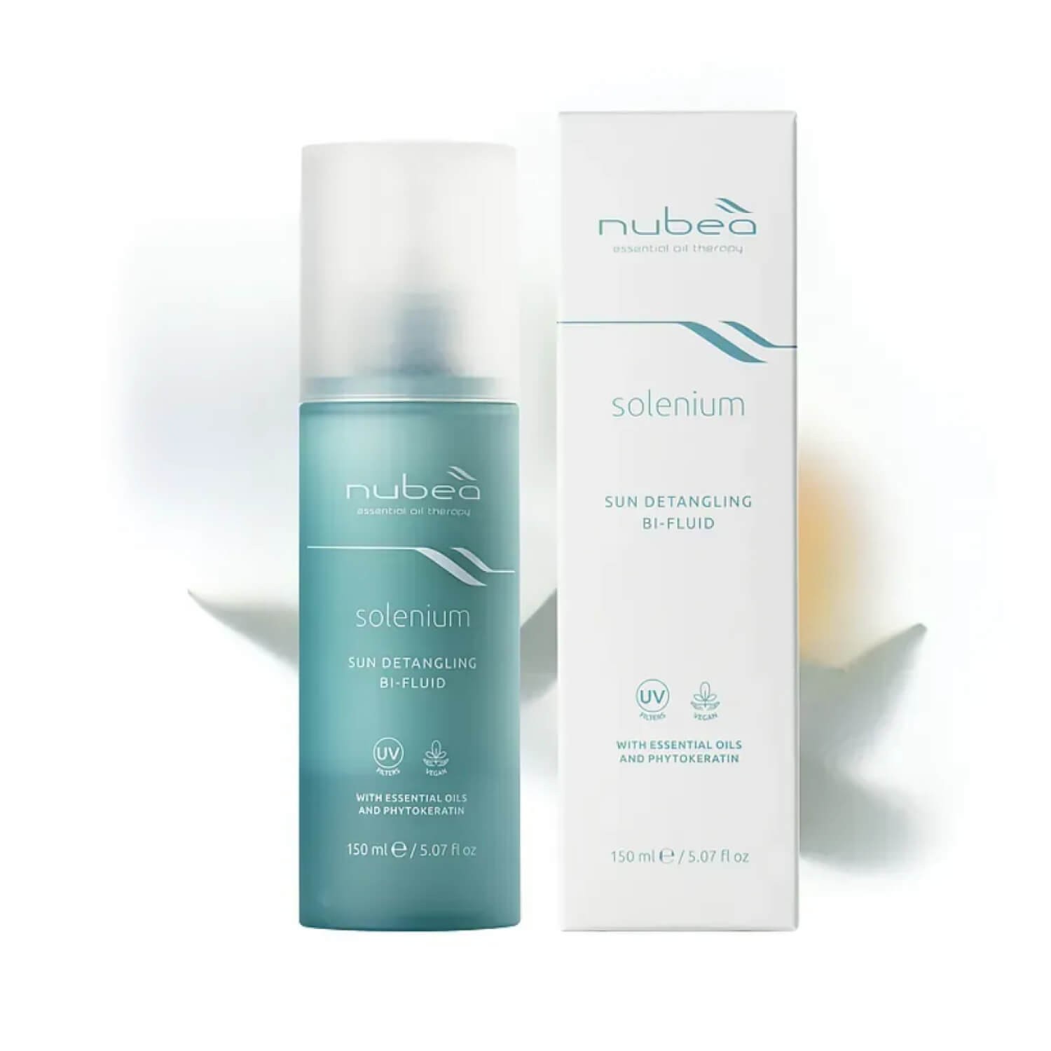 Двофазний захисний та розгладжуючий флюїд для волосся Nubea Solenium Sun Detangling Bi-Fluid Protecting