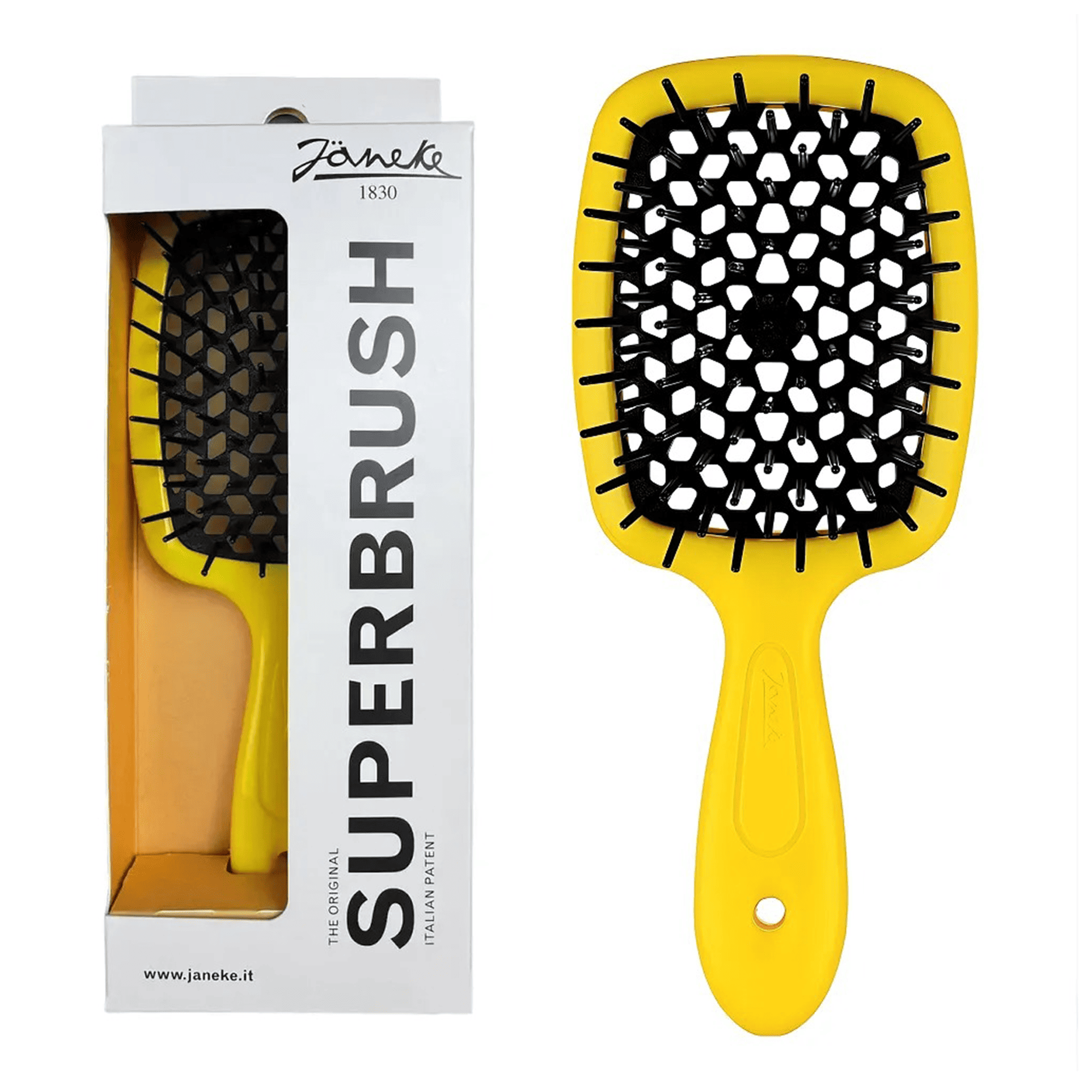 Щетка для волос Желтая c черным Janeke Superbrush Yellow & Black